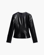 Chaqueta Sandra en cuero sintético con grabado cocodrilo