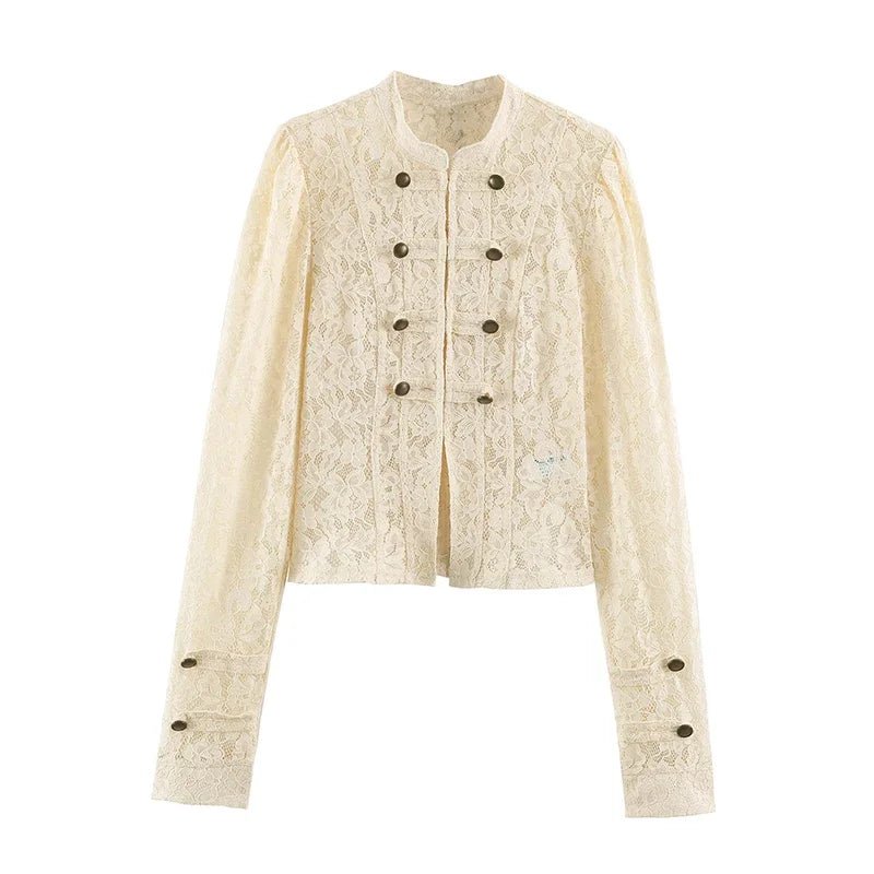 Chaqueta Sara con encaje transparente y parcheado