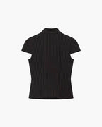 Claudia Blusa Ajustada con Cuello Alto a Cuadros