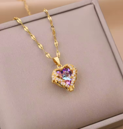Collar Corazón Océano de Cristal