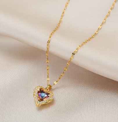 Collar Corazón Océano de Cristal