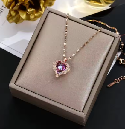 Collar Corazón Océano de Cristal