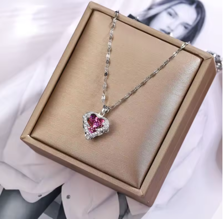 Collar Corazón Océano de Cristal