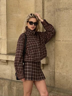 Conjunto chaqueta de cuadros y minifalda Lily