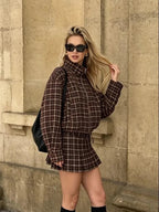 Conjunto chaqueta de cuadros y minifalda Lily