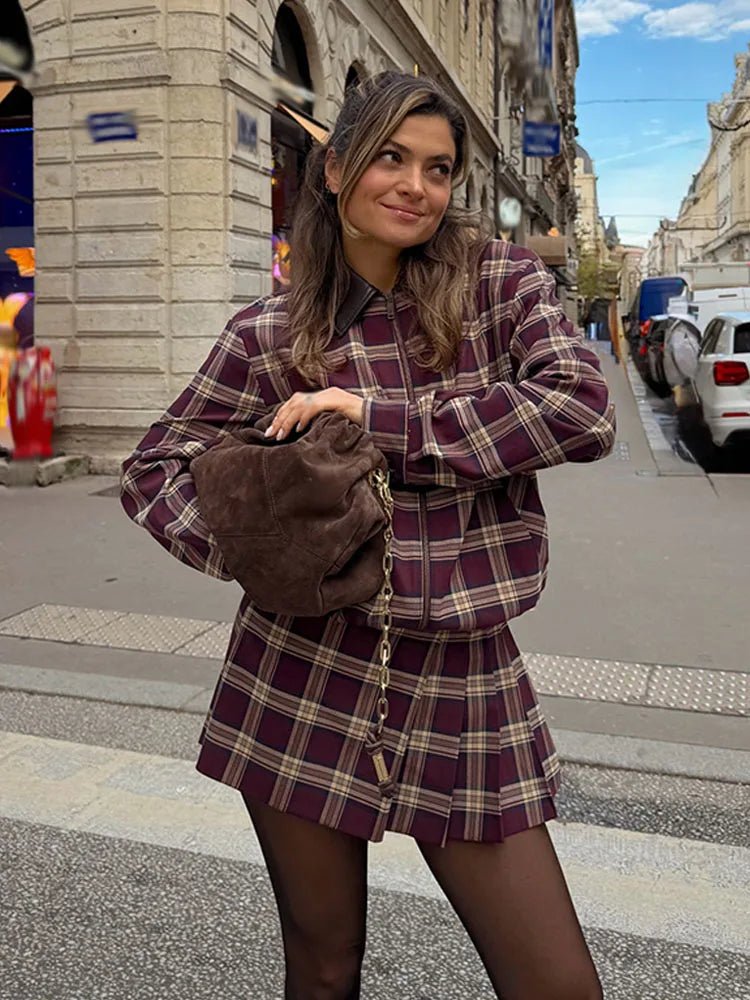 Conjunto Jessica bomber a cuadros y skort