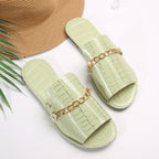 Sandalias Planas de Playa con Detalles de Cadena