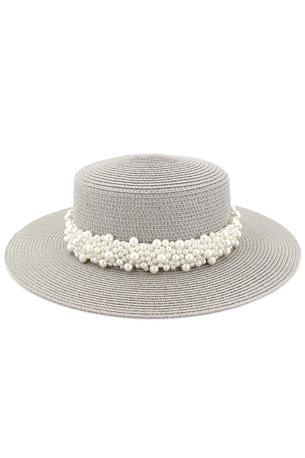 Sombrero de Playa Decorado con Perlas