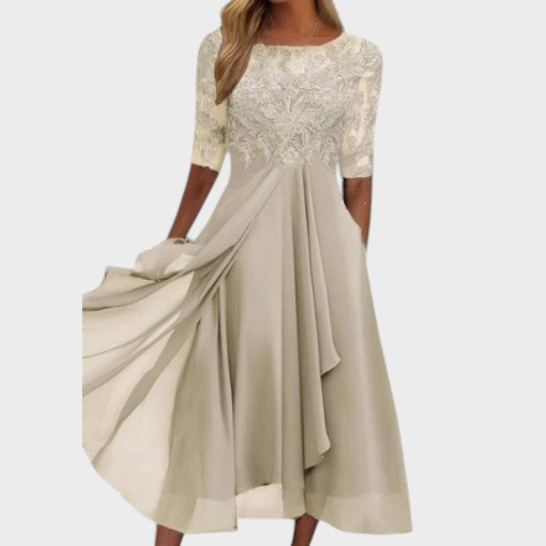 Gabhi | Robe Midi Avec Détails En Dentelle