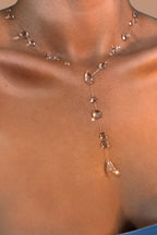 Collar Gargantilla de Cristal Transparente en Forma de Gota