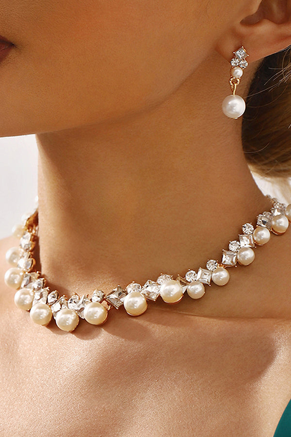 Set de Joyería Collar Barroco de Aleación y Pendientes de Perlas