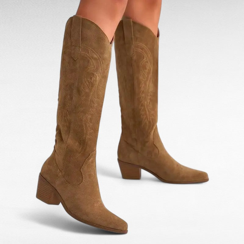 Suevy - Bota Campera de Ante de Tacón para Mujer