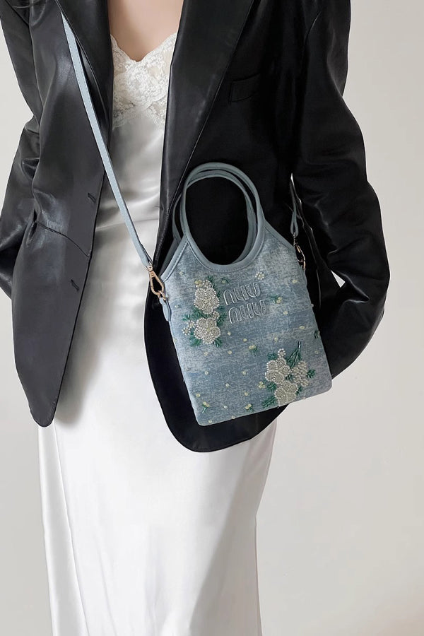 Bolso Tote Vaquero Bordado con Flores