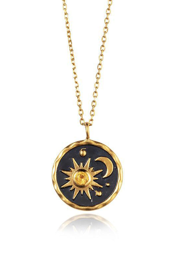 Collar Vintage de Sol y Luna con Circonita