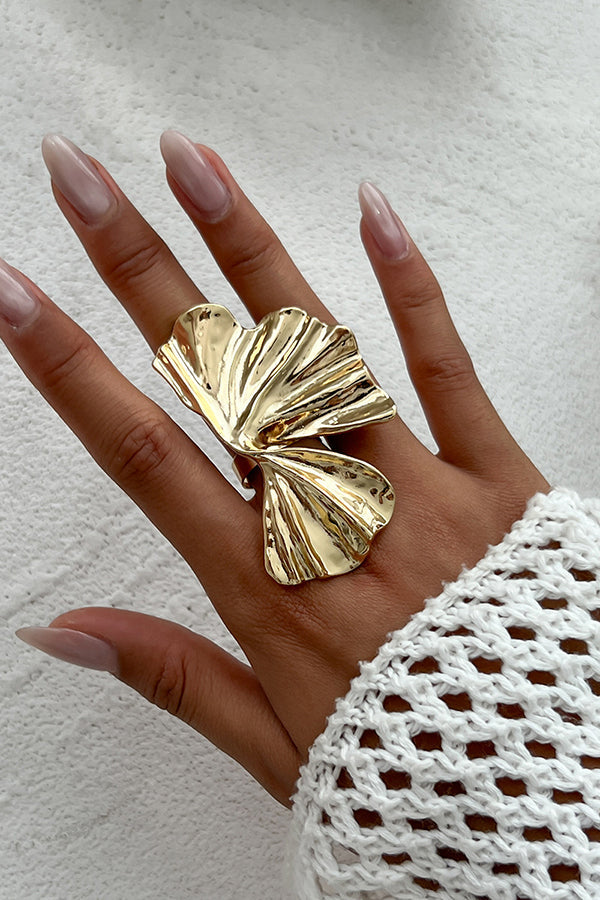 Anillo de Aleación con Forma de Hoja de Ginkgo