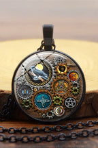 Collar Steampunk con Gema y Reloj Mecánico