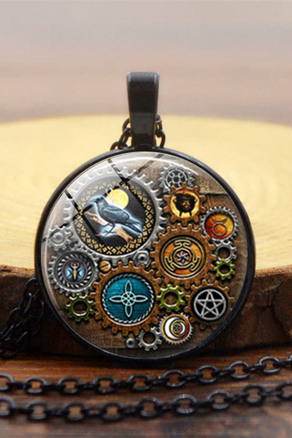 Collar Steampunk con Gema y Reloj Mecánico