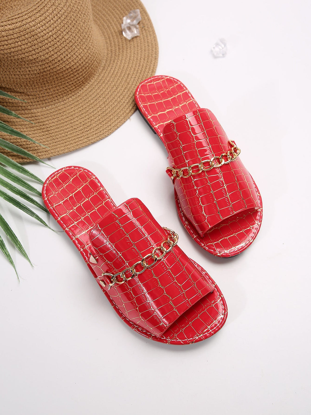 Sandalias Planas de Playa con Detalles de Cadena