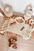 Bolso Tote Tejido Abierto con Borlas