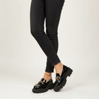 Fany - Mocasín Mujer de Charol Cadena Dorada Elegante Y Suela Gruesa de Tendencia