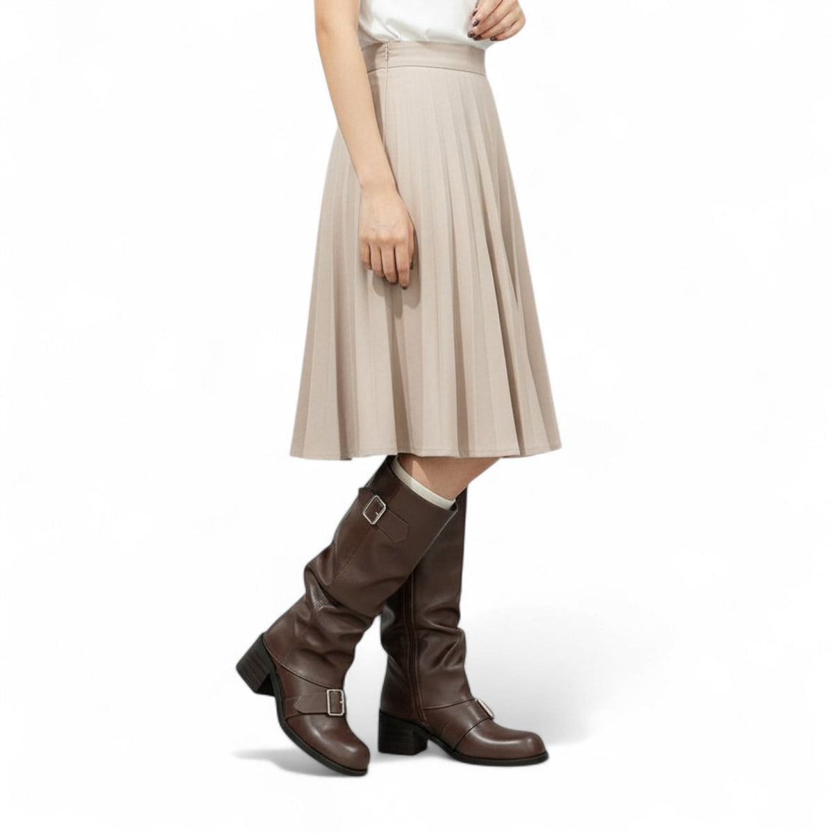 Galys - Bota de Montar Slouch Mujer con Hebillas