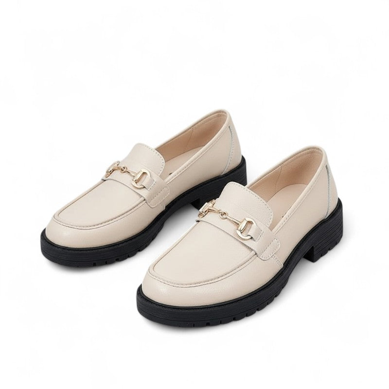 Rita - Mocasines Mujer Detalle de Bocado Dorado Y Suela Gruesa Confortable