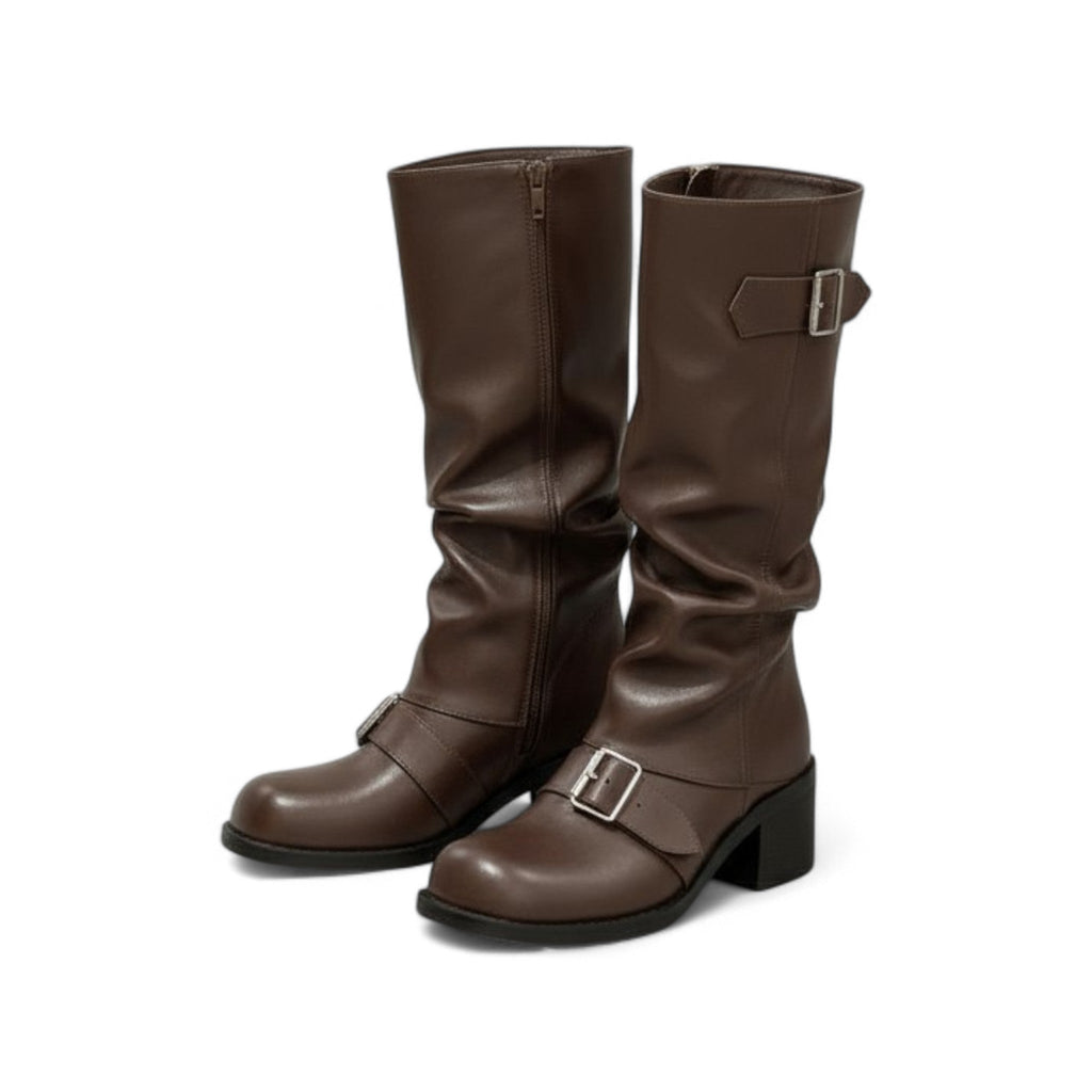 Galys - Bota de Montar Slouch Mujer con Hebillas