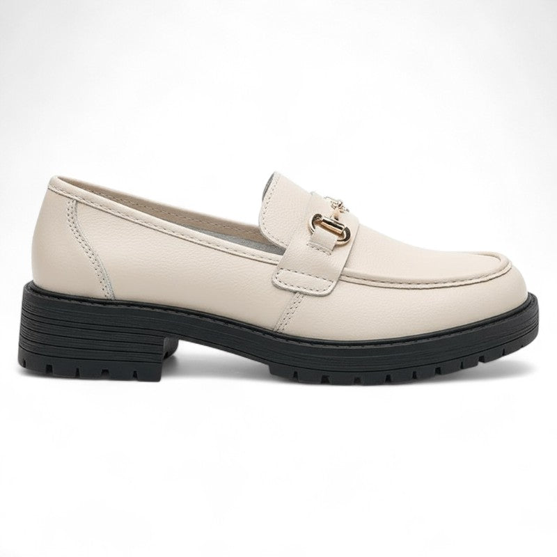 Rita - Mocasines Mujer Detalle de Bocado Dorado Y Suela Gruesa Confortable