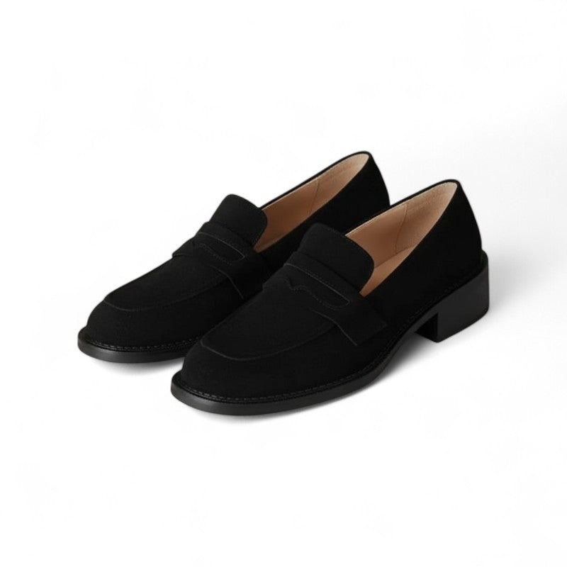Jana - Mocasines Mujer Marrón Elegancia de Ante de Tacón