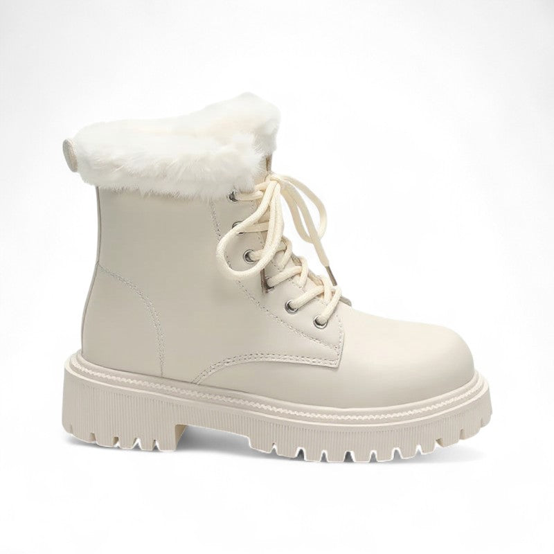 Andra - Botas Forradas Suela Gruesa Punta Redonda de Cordones