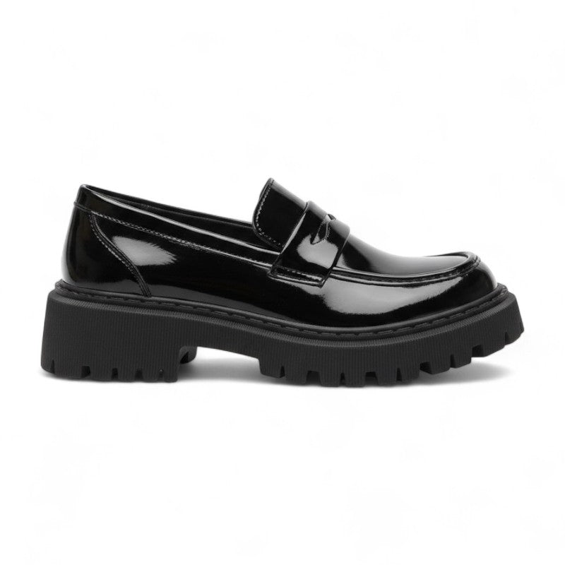 Eliane - Mocasines Mujer Negro Suela de Cuña Y Diseño Minimalista Elegante