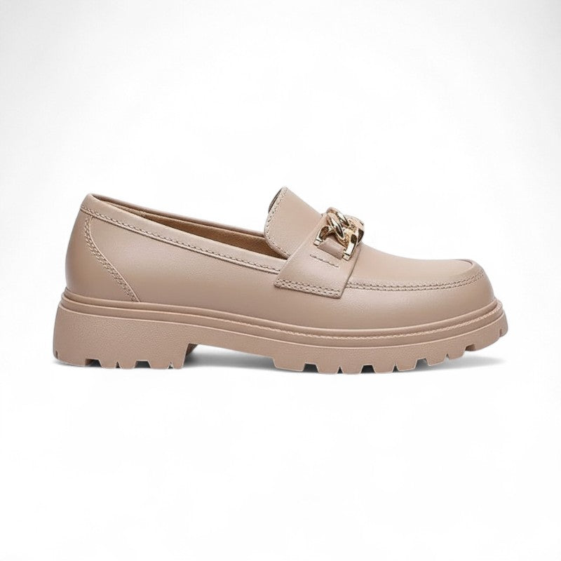 Alix - Mocasín Mujer Detalle de Cadena Dorada Y Suela Gruesa Elegante