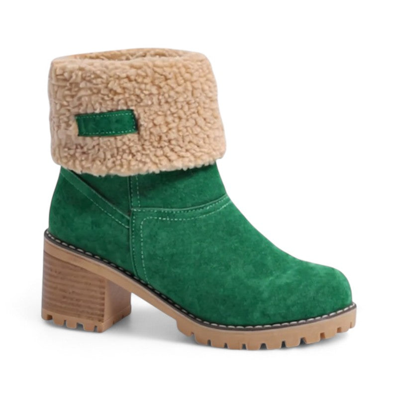 Elena - Botines Forradas de Tacón y Punta Redonda para Mujer