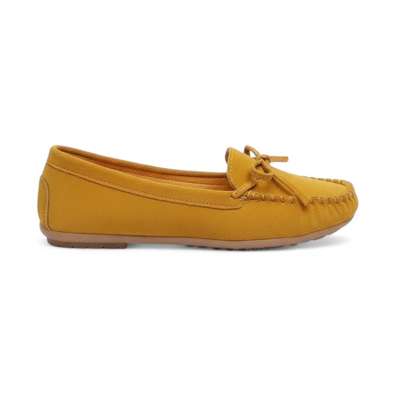 Kaly - Mocasines Mujer De Ante Con Lazo Confort Ligero