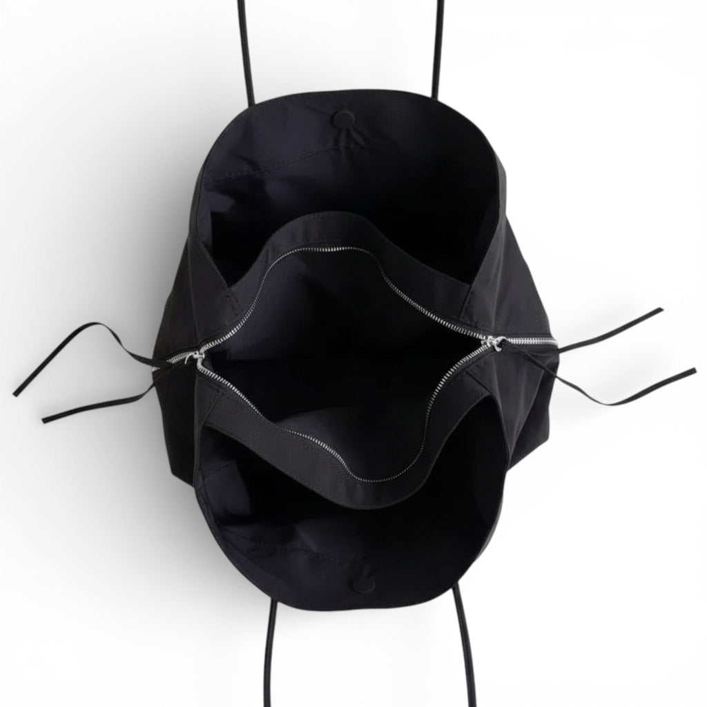 YALYS - Bolso Tote Grande Negro de Nylon