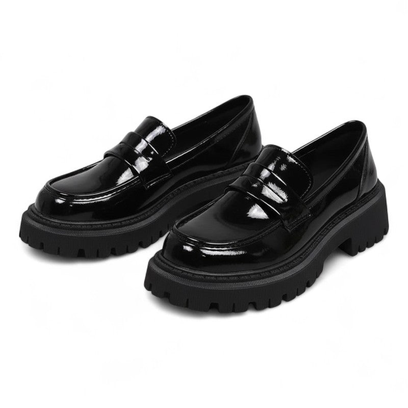 Eliane - Mocasines Mujer Negro Suela de Cuña Y Diseño Minimalista Elegante