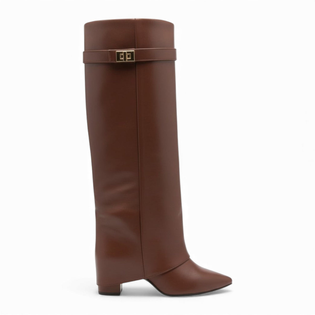 KAEL - Botas Slouch Negras Mujer Piel con Hebilla Dorada