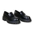Selena - Mocasín Mujer Negro Mate de Cuña Sencillo y Confortables