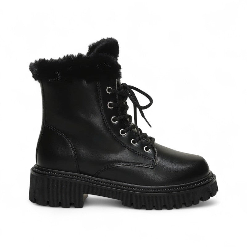 Andra - Botas Forradas Suela Gruesa Punta Redonda de Cordones