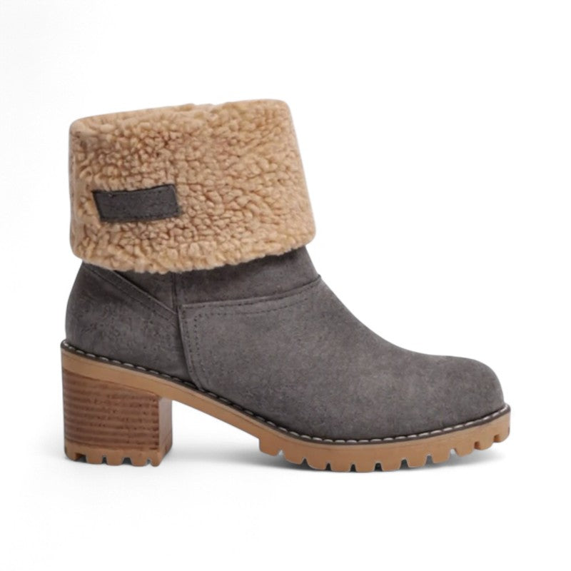 Elena - Botines Forradas de Tacón y Punta Redonda para Mujer