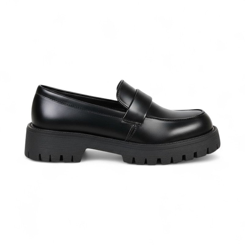 Selena - Mocasín Mujer Negro Mate de Cuña Sencillo y Confortables