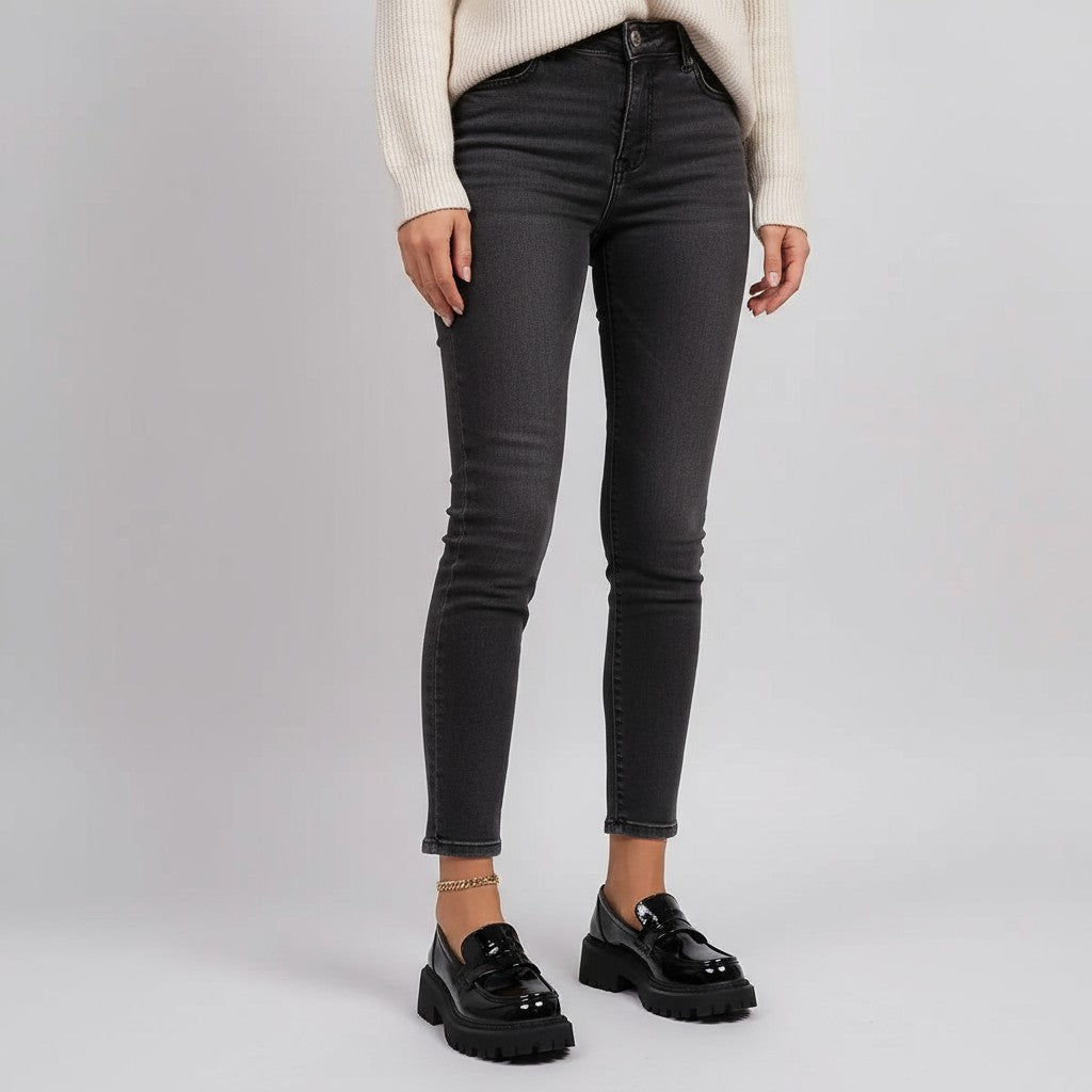 Eliane - Mocasines Mujer Negro Suela de Cuña Y Diseño Minimalista Elegante