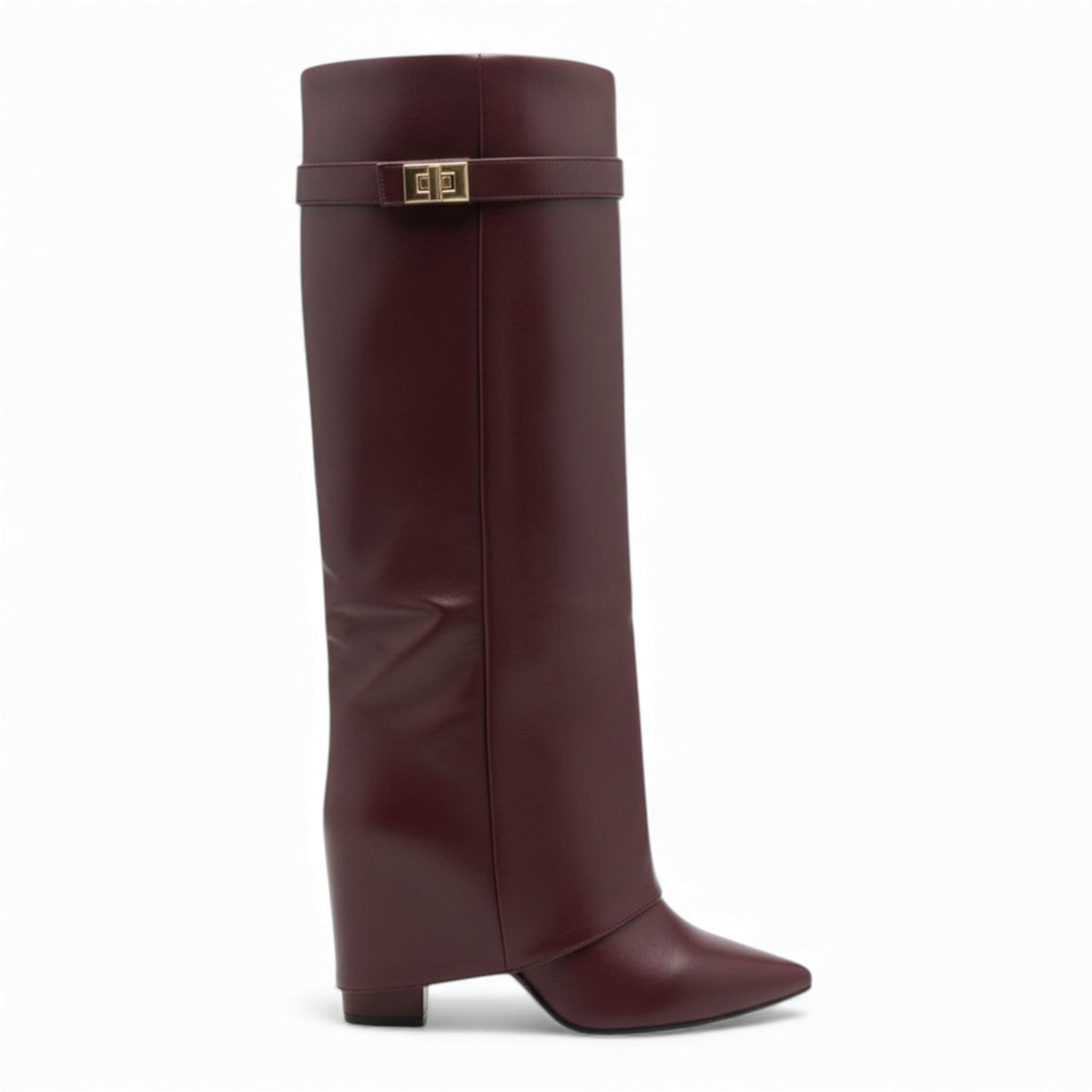 KAEL - Botas Slouch Negras Mujer Piel con Hebilla Dorada