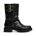 Urys - Botas de Montar Bajas Moteras Mujer Marrón Hebillas Metálicos