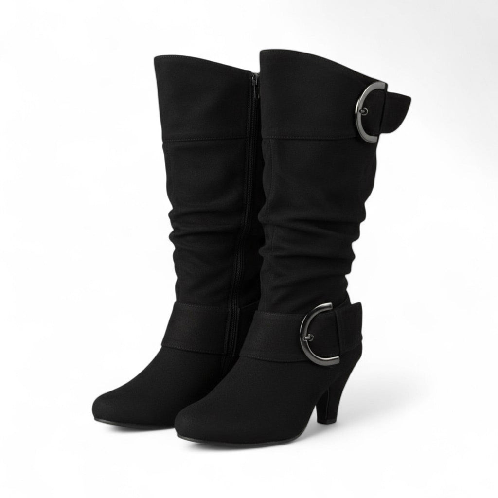 Havya - Botas Altas Negras de Tacón Mujer Estilo Slouch