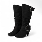 Havya - Botas Altas Negras de Tacón Mujer Estilo Slouch