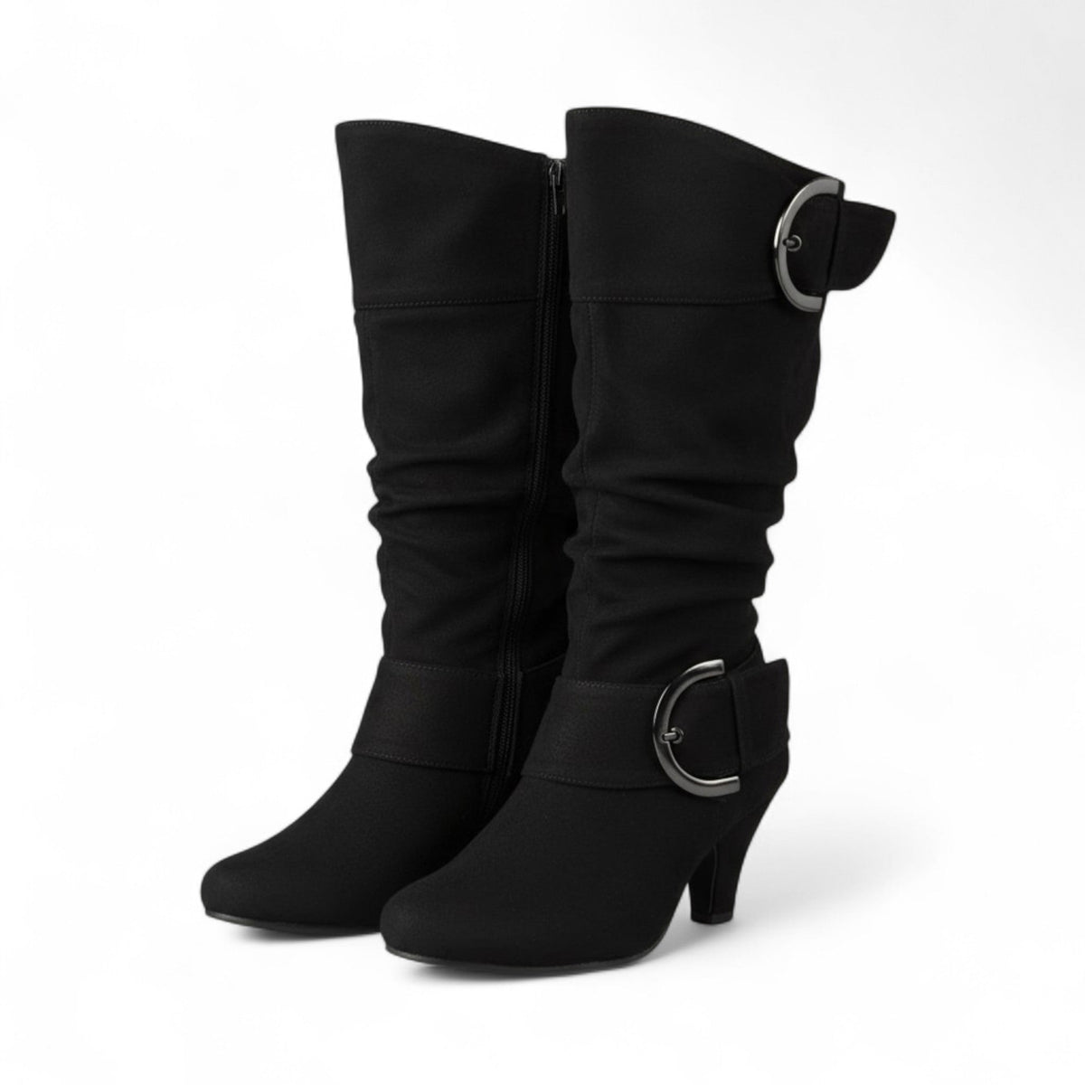 Havya - Botas Altas Negras de Tacón Mujer Estilo Slouch