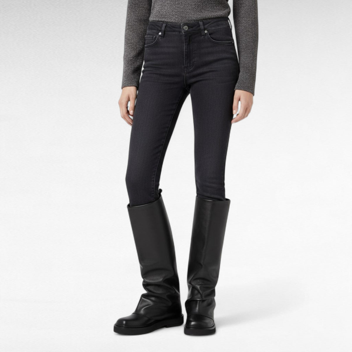 Avyra - Bota Slouch Alta Mujer de Piel
