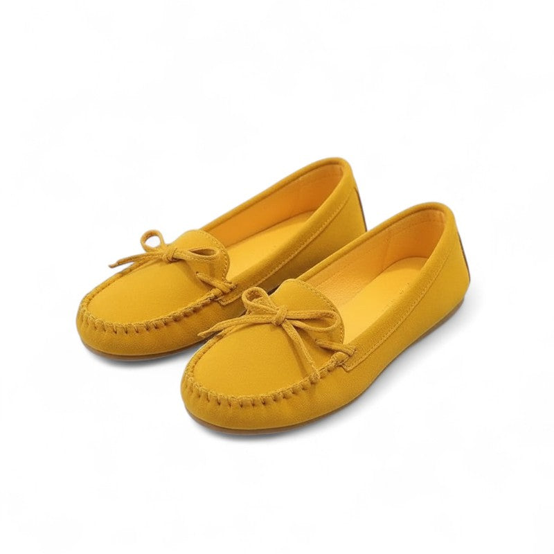 Kaly - Mocasines Mujer De Ante Con Lazo Confort Ligero