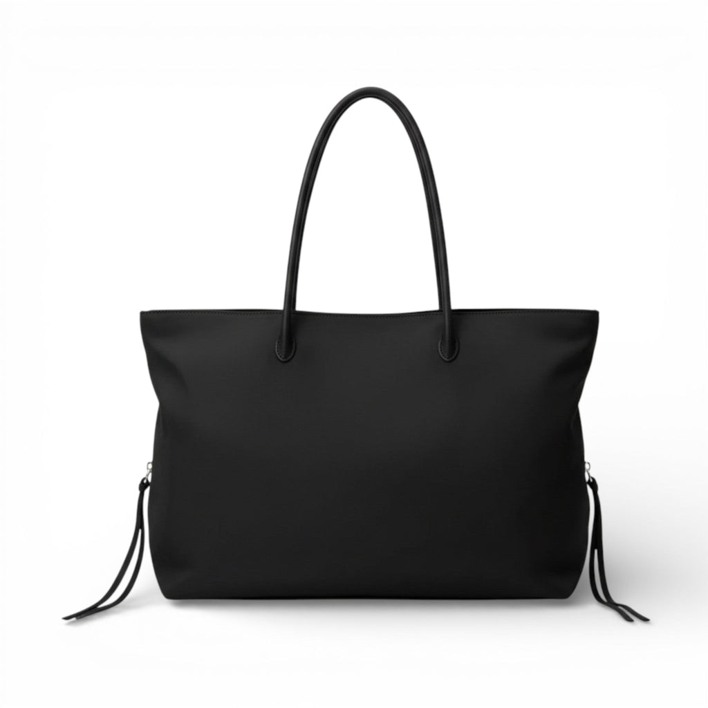 YALYS - Bolso Tote Grande Negro de Nylon